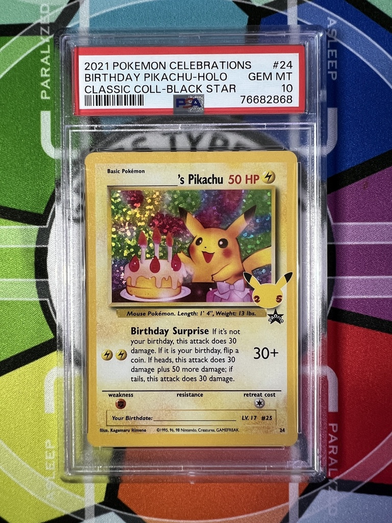 Birthday Pikachu #24 HOLO Celebrations 25th Anniversary PSA10